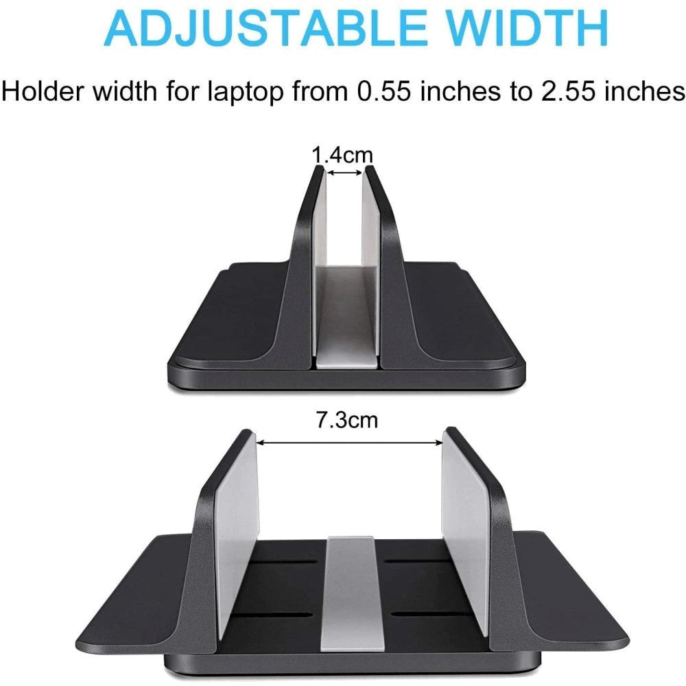 Justerbar Vertikal Bordstander Til MacBook & Laptop - Aluminium Sort