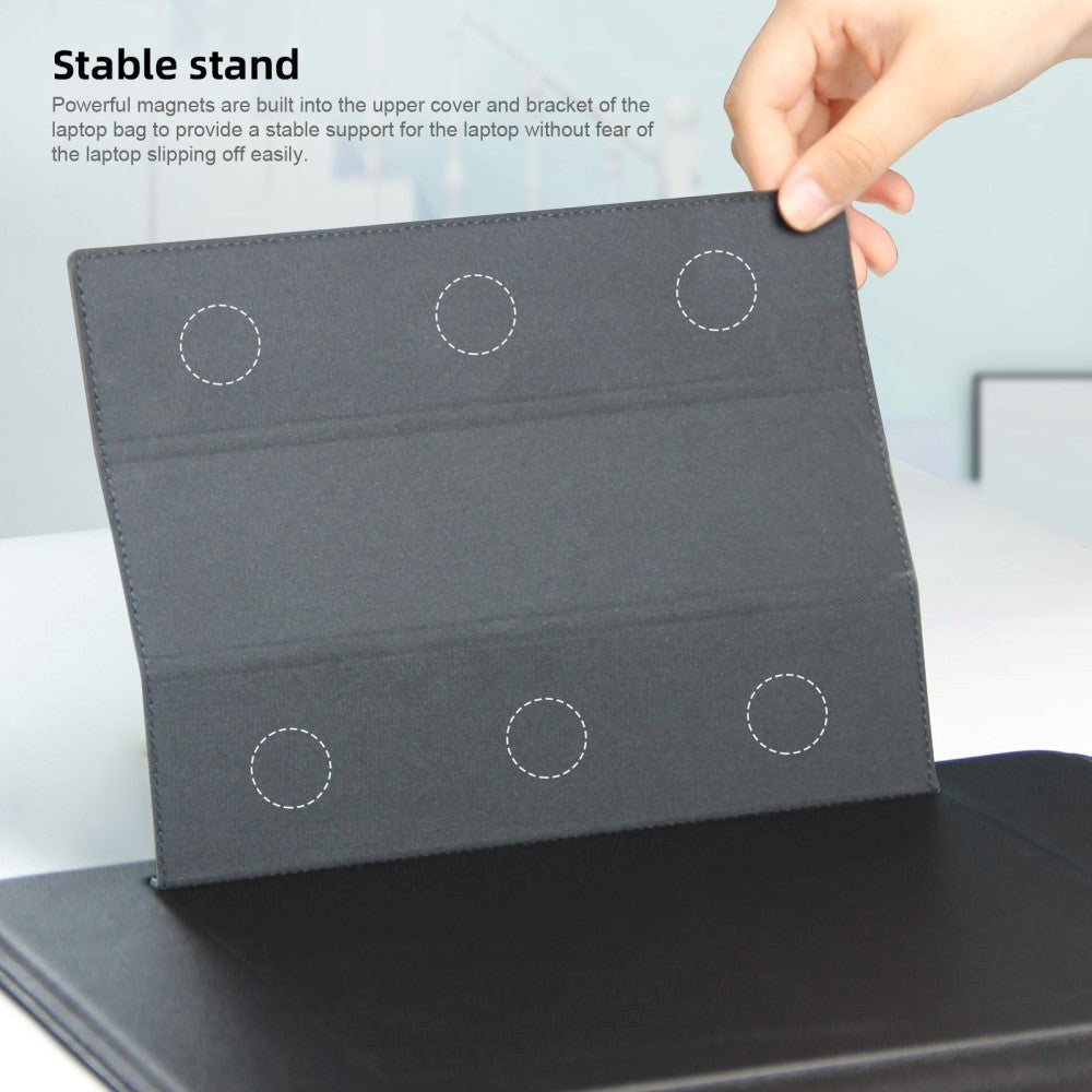 Trefoldet MacBook-omslag i skinn 15-16" (37 x 27 cm) - Svart