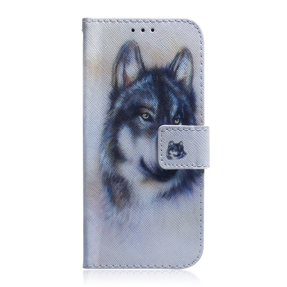 Google Pixel 6 Leather Flip Cover m. Lommebok og trykk - Wolf