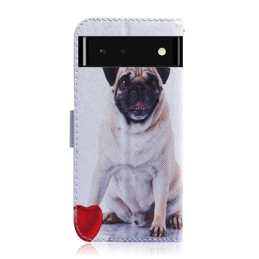 Google Pixel 6 Leather Flip Cover m. Lommebok og trykk - Hund
