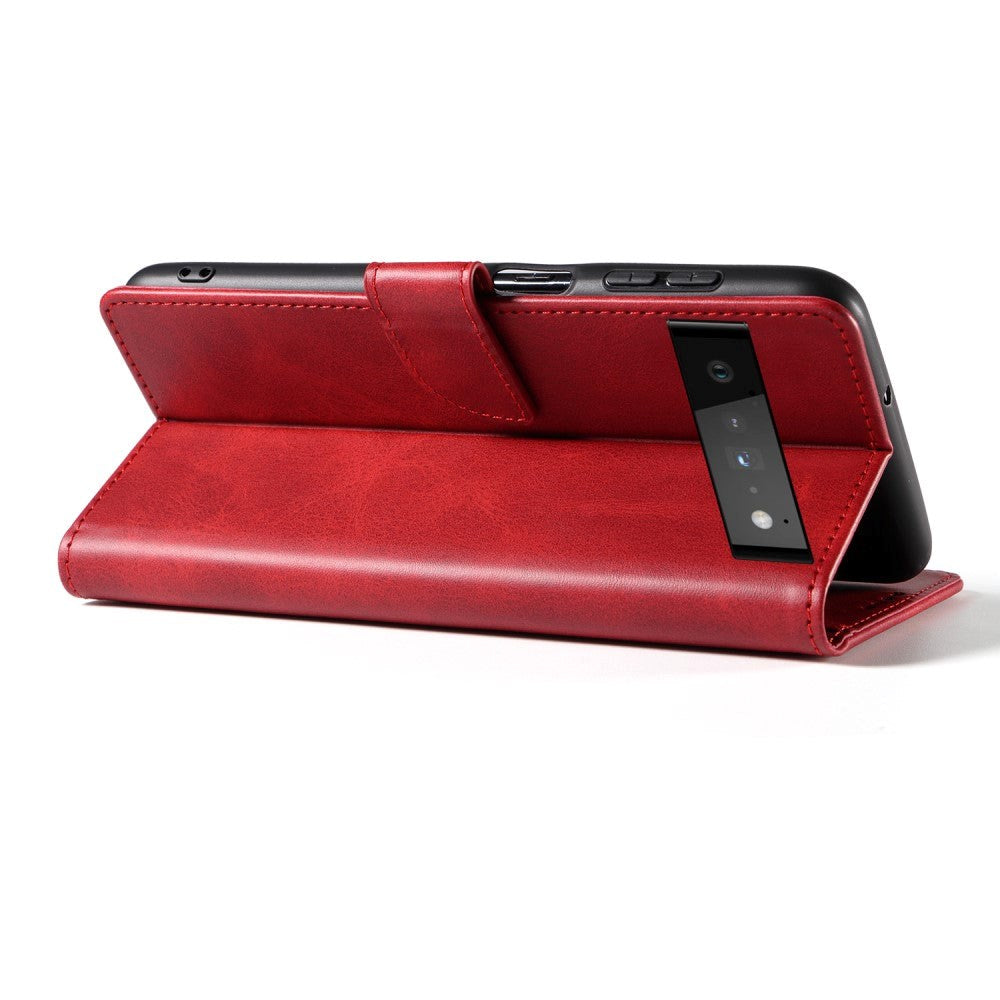 Google Pixel 6 Pro flip-deksel i imitert skinn m. Lommebok - Rød