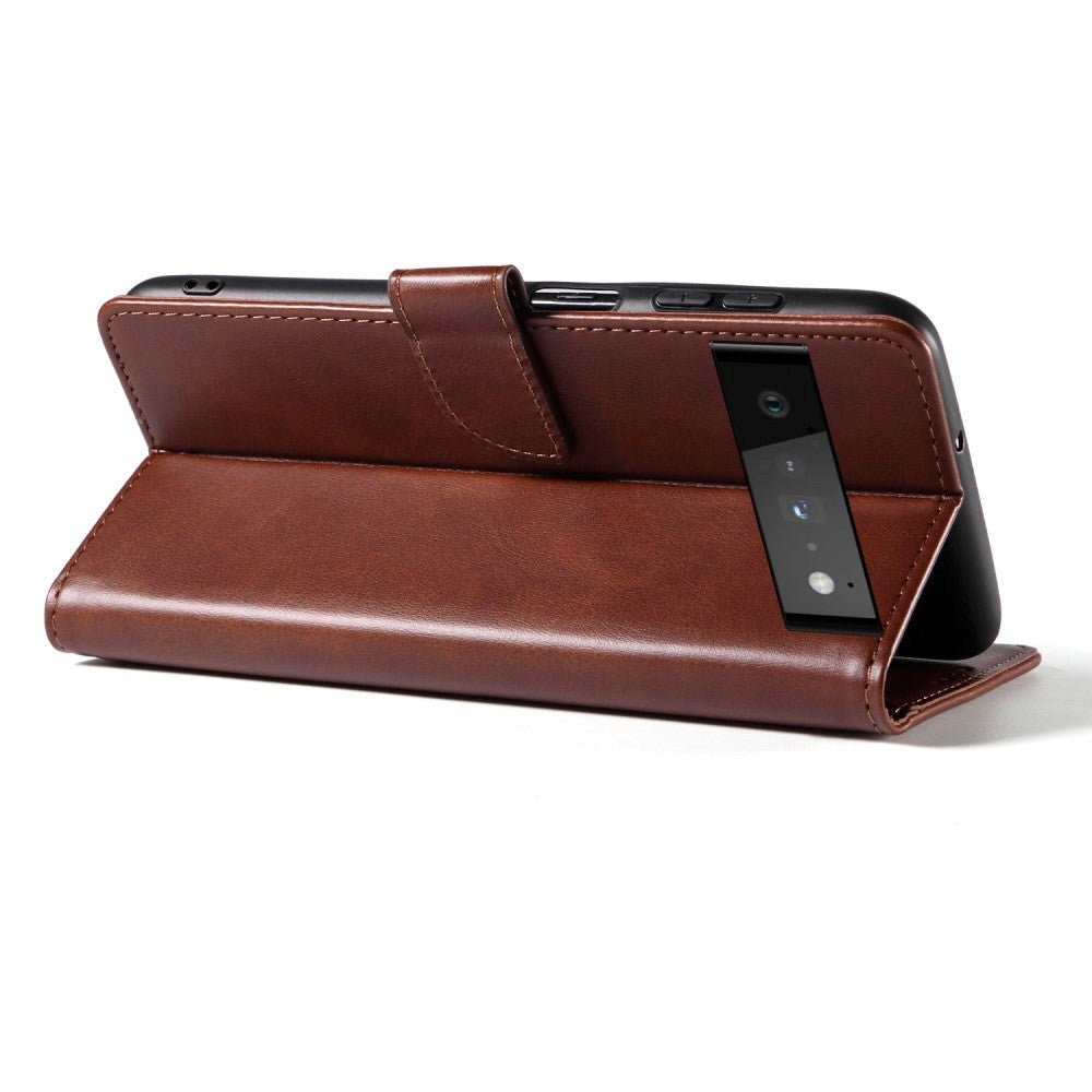 Google Pixel 6 Pro flip-deksel i imitert skinn m. Lommebok - Brun