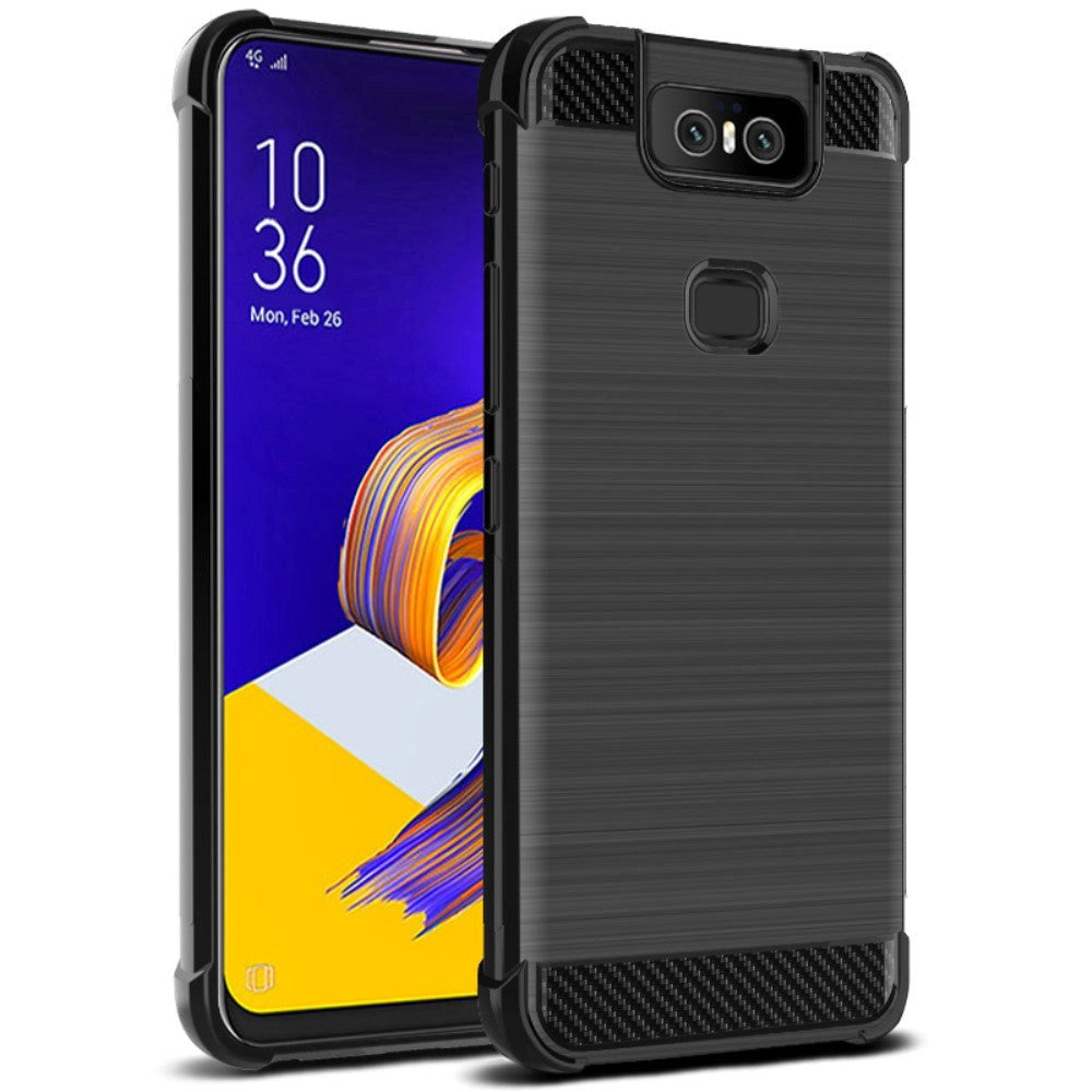 Asus Zenfone 6 (ZS630KL) IMAK Carbon Fiber Plastic Cover Sort