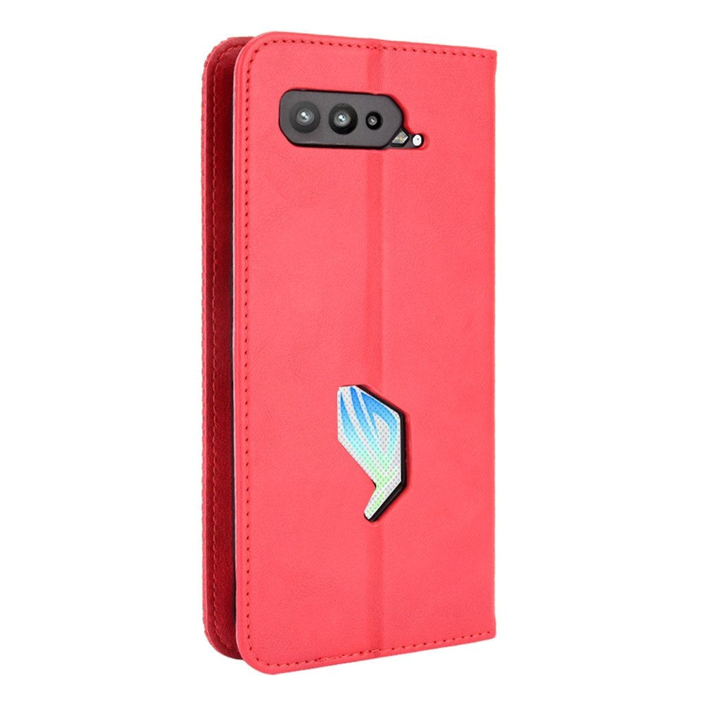 Asus ROG Phone 5 Læder Cover m. Pung og Magnetisk Luk - Rød