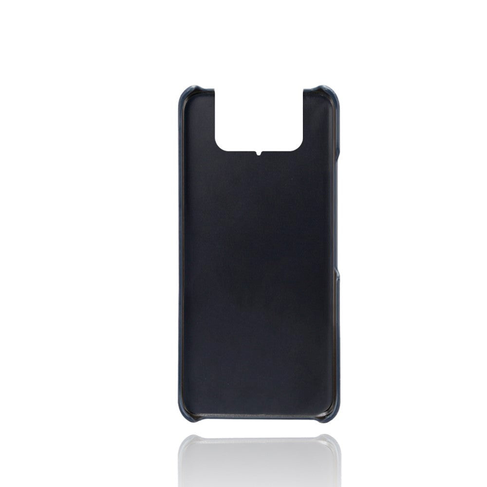 Asus Zenfone 8 Flip Plastik Cover m. Læderbetræk & Kortholder - Blå