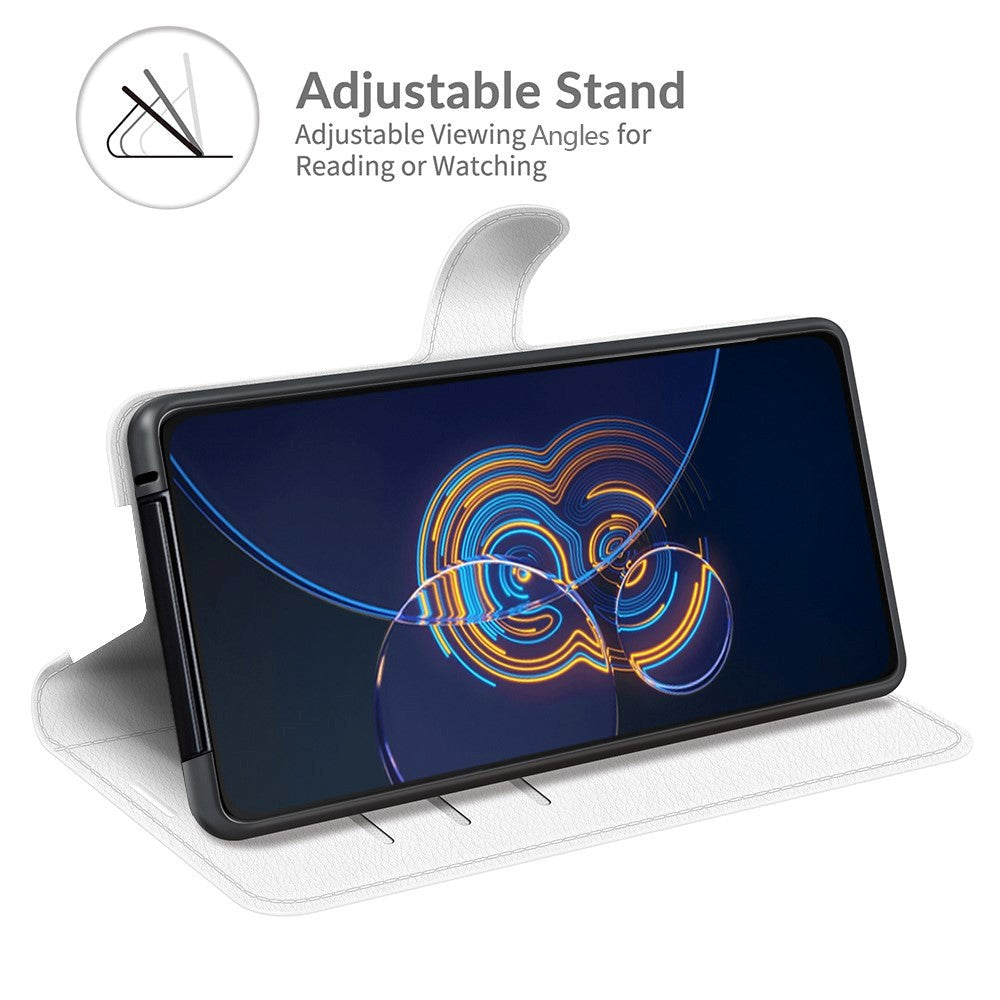 Asus Zenfone 8 Flip Litchi Faux Leather Flip Cover - Hvit