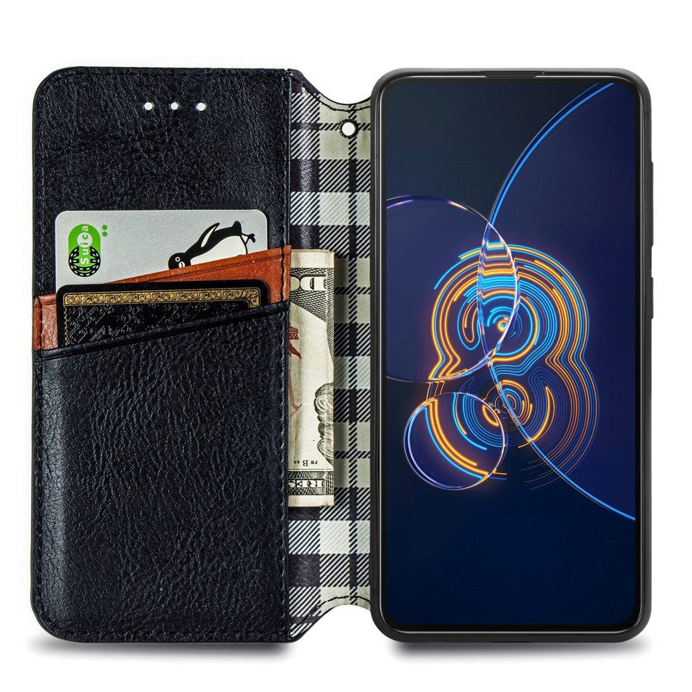 Asus Zenfone 8 Flip Retro Pattern Leather Flip Cover m. Lommebok - Svart