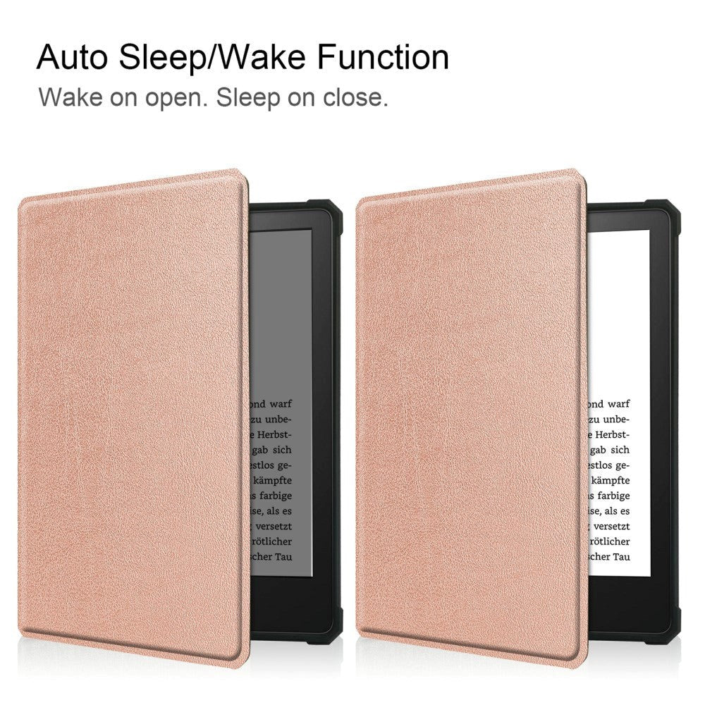 Amazon Kindle Paperwhite 5 11. generasjon (2021) Leather Flip Cover m. Søvnfunksjon - Rose Gold