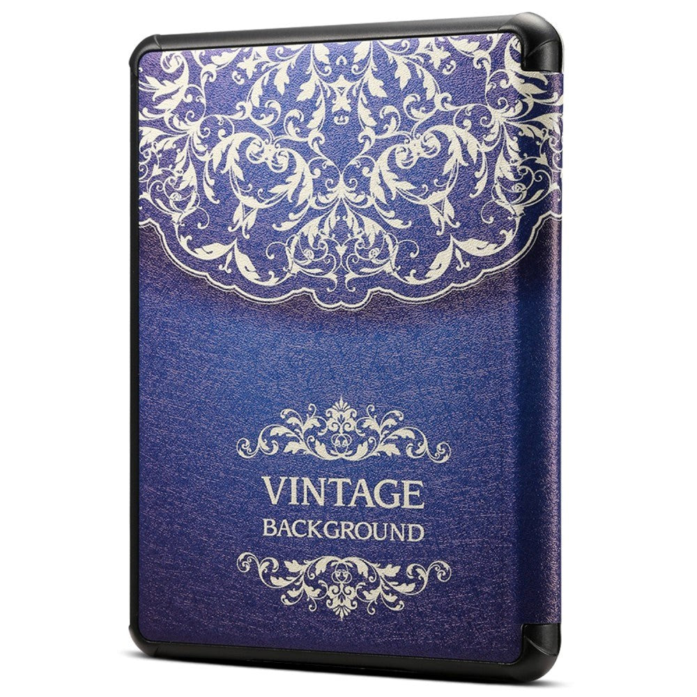Amazon Kindle Paperwhite 5 11. generasjon (2021) Faux Leather Flip Cover m. Sovefunksjon - Blå / Mønster