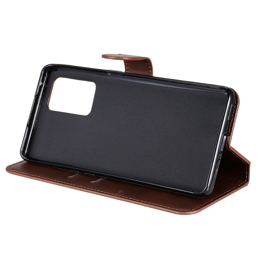 Oppo Reno6 Pro Leather Flip Cover m. Lommebok og magnetisk lukking - brun