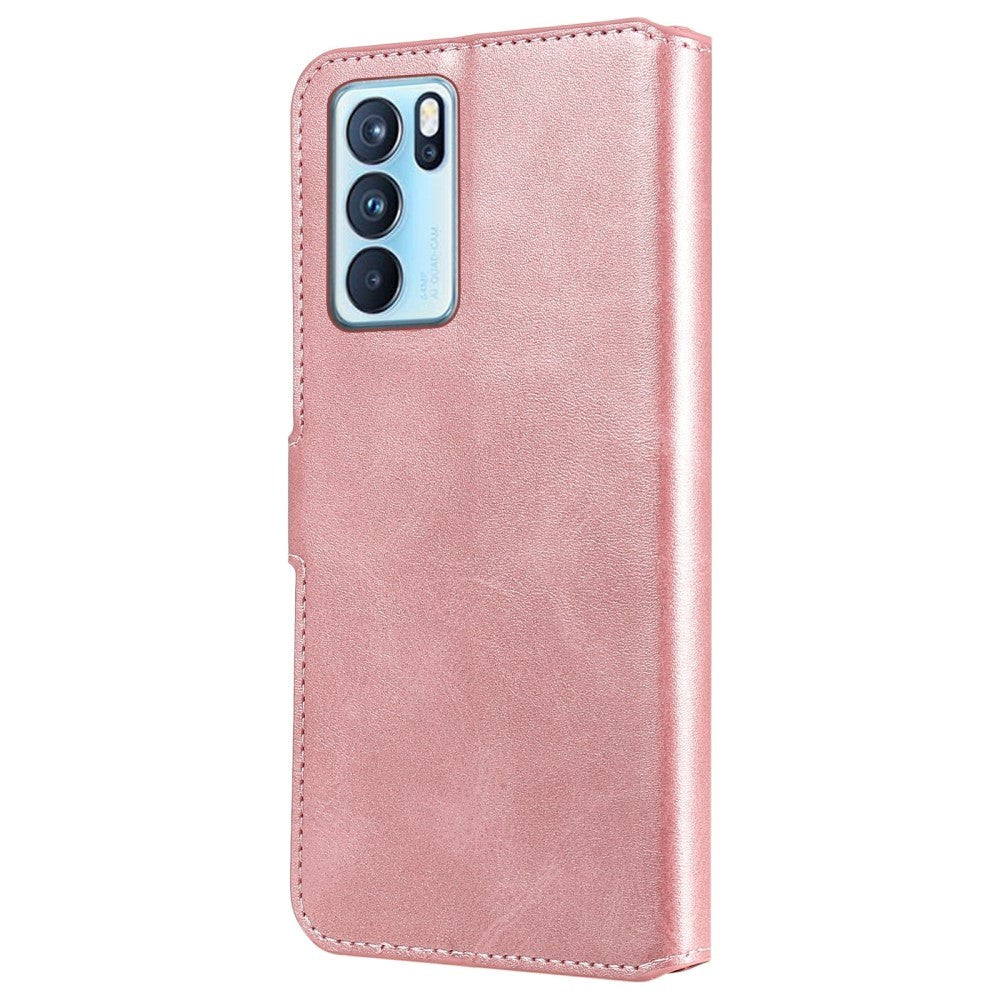 Oppo Reno6 Pro Leather Flip Cover m. Lommebok og magnetisk lukking - Rose gull