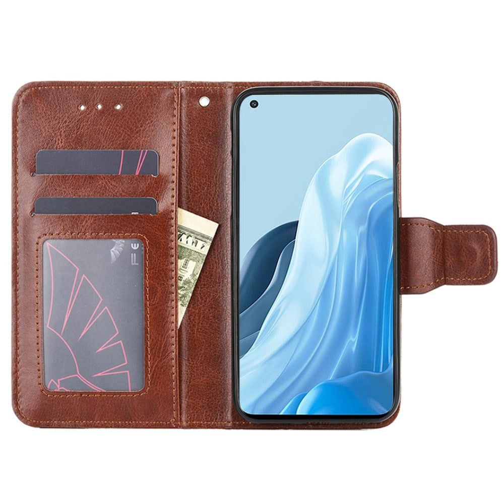 Oppo Find X5 Lite Leather Flip Cover m. Lommebok og magnetisk lukking - brun