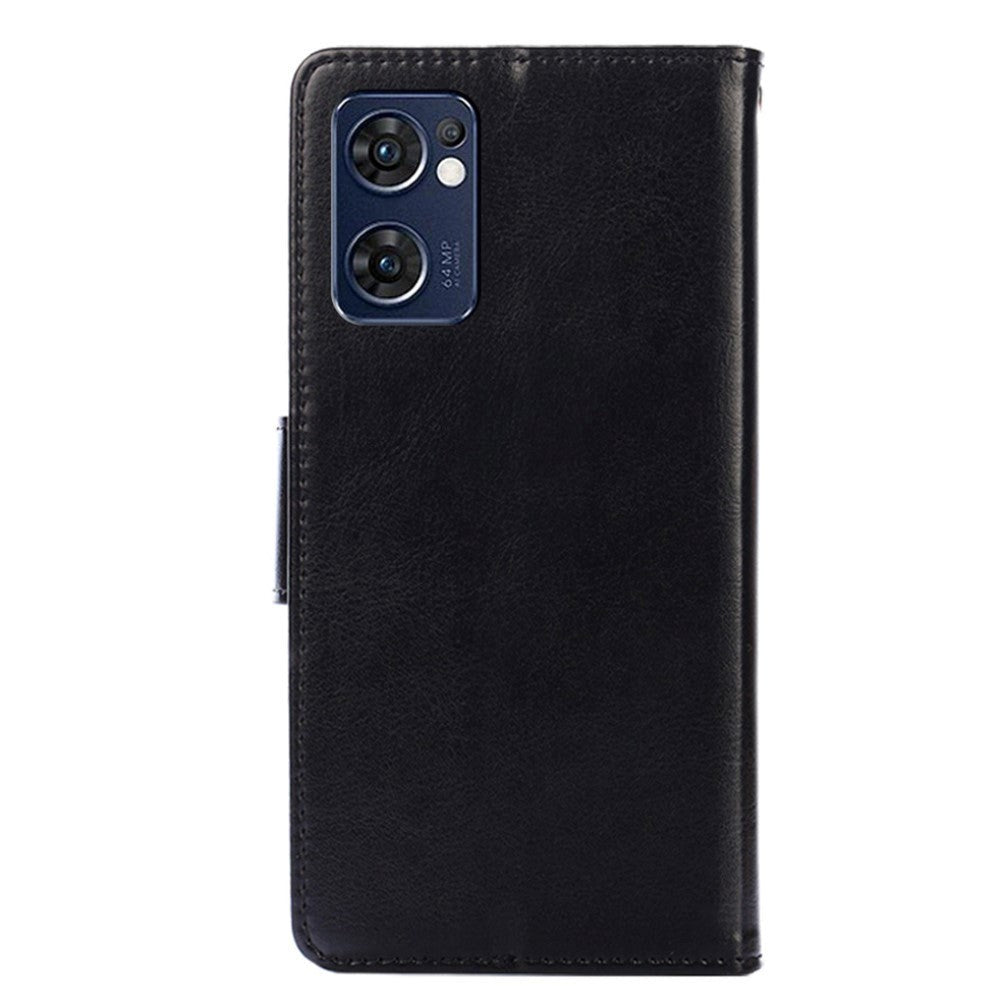 Oppo Find X5 Lite Leather Flip Cover m. Lommebok og magnetisk lukking - svart