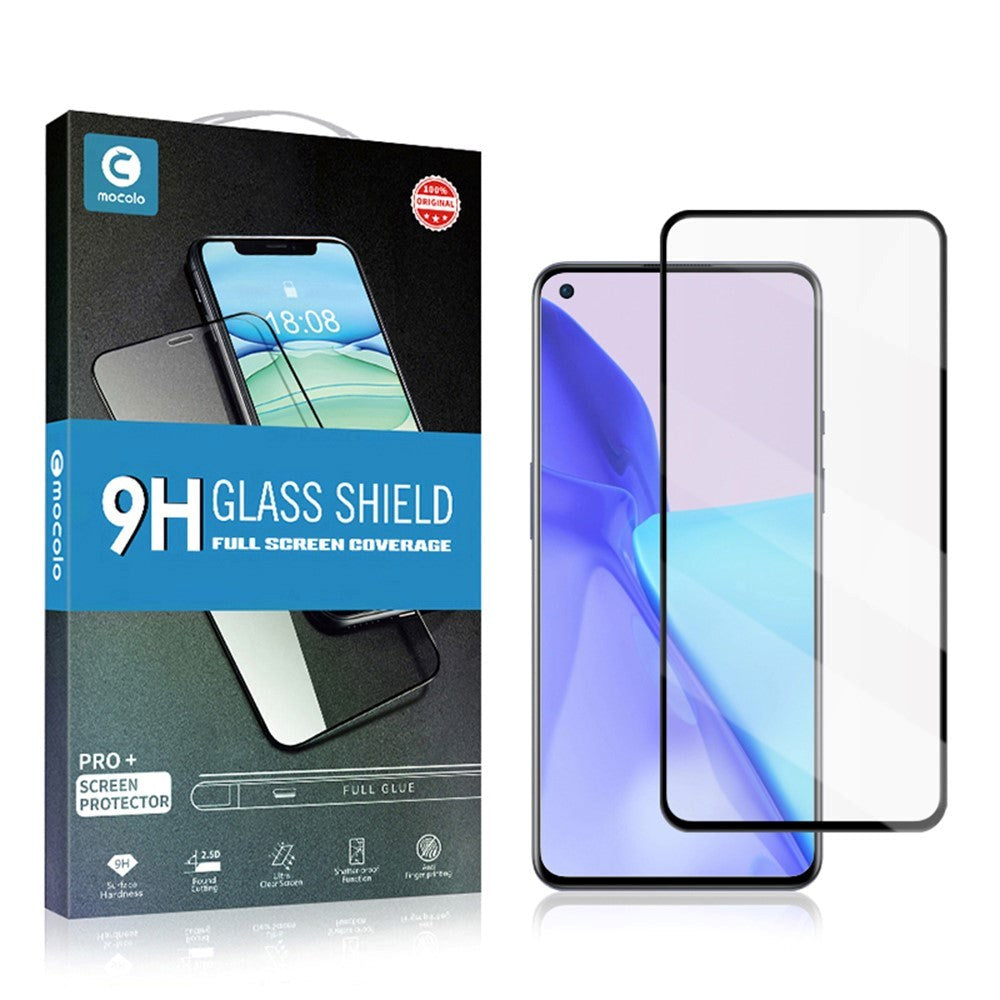 MOCOLO OnePlus 9 herdet glass m. Sort ramme - Full Fit