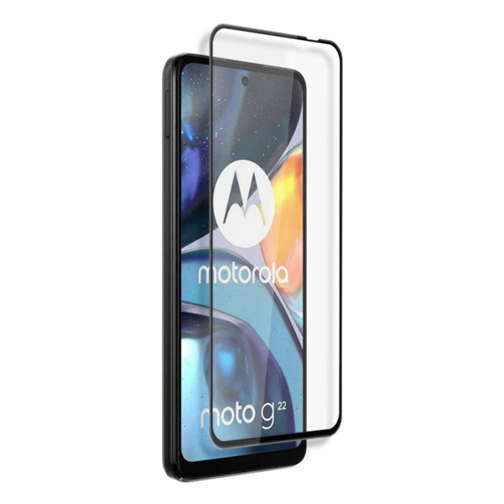 Motorola Moto G22 - Hærdet Skærmbeskyttelsesglas - Full Fit - Gennemsigtig / Sort