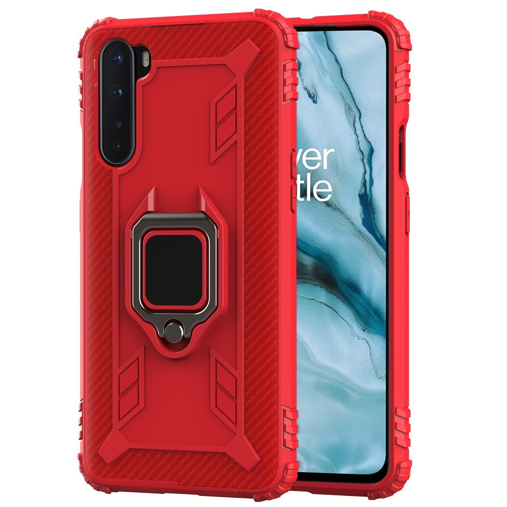 EIDERWOOD OnePlus Nord Bagside Cover m. Magnetisk Ring Kickstand - Rød