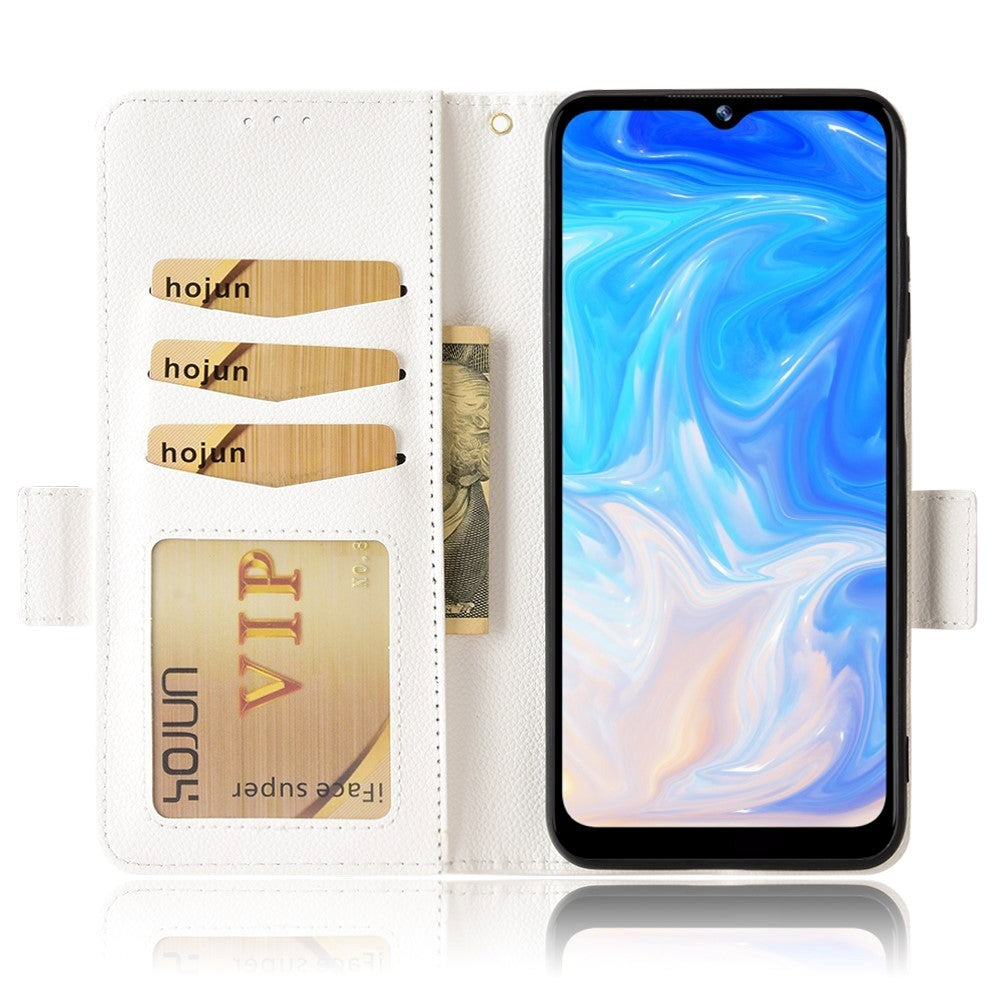 Doogee N40 Pro PU Litchi Leather Flip Cover m. Lommebok - Hvit