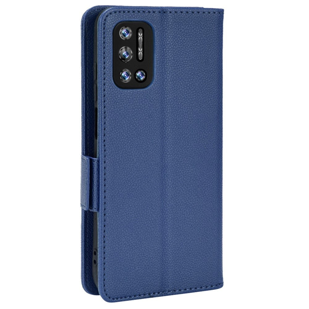 Doogee N40 Pro PU Litchi Leather Flip Cover m. Lommebok - Blå