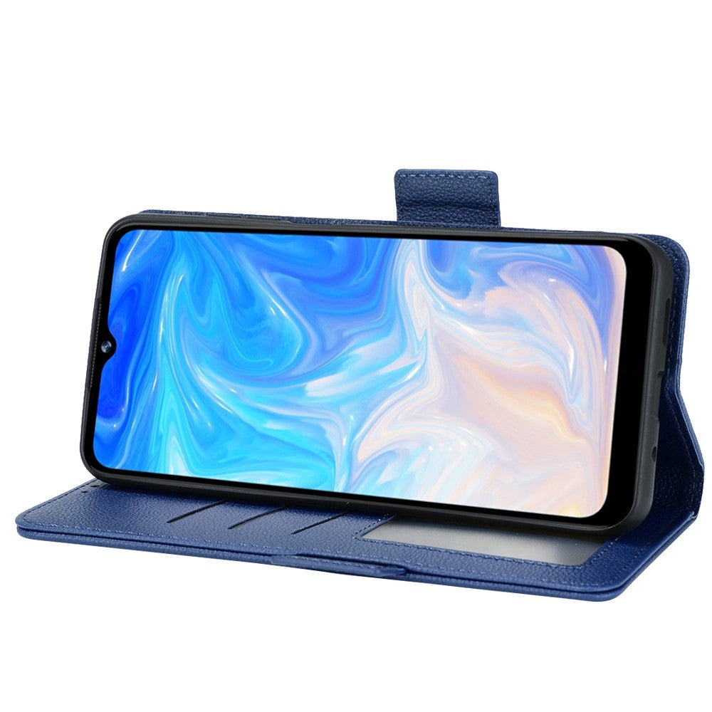 Doogee N40 Pro PU Litchi Leather Flip Cover m. Lommebok - Blå
