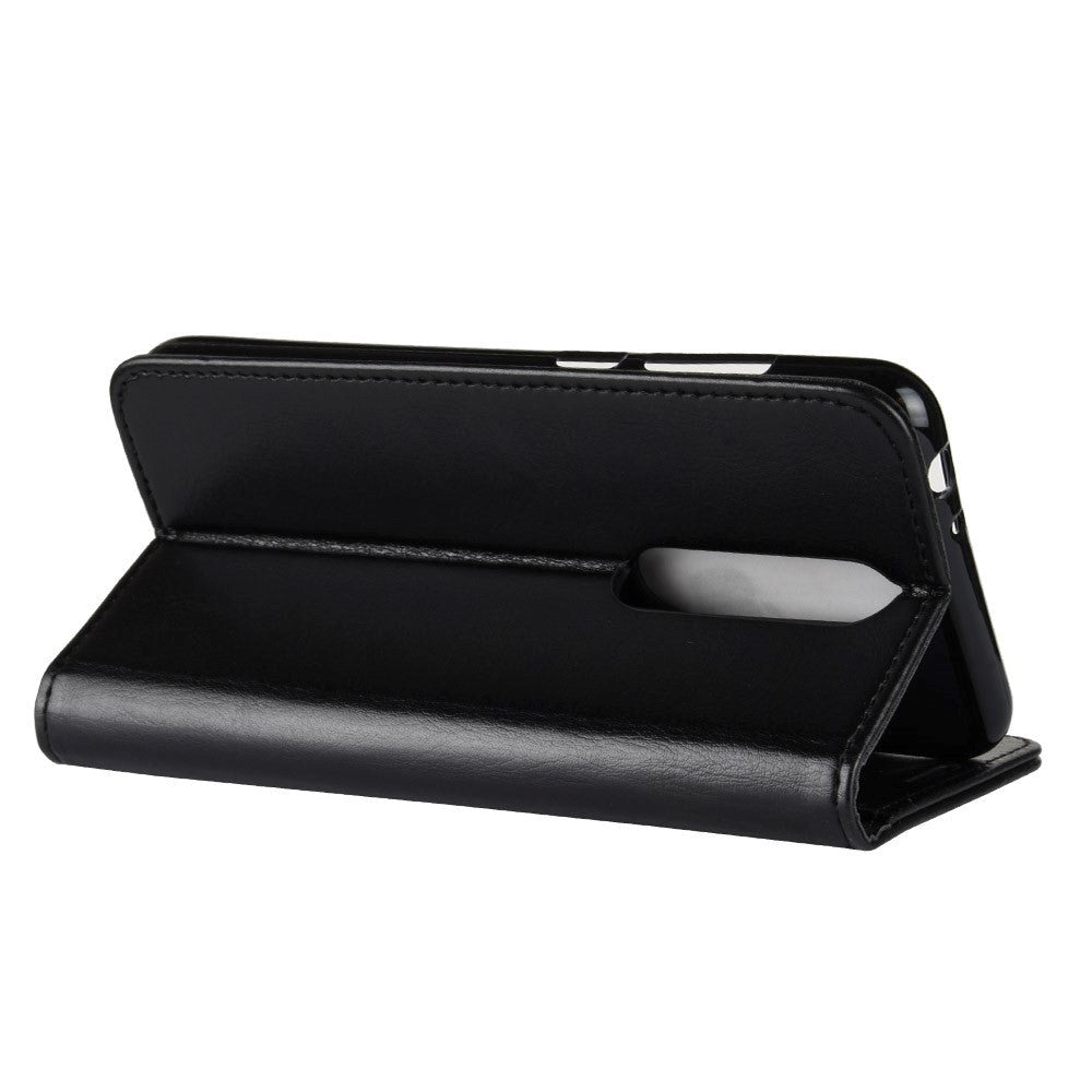 Nokia 5.1 Plus Crazy Horse skinndeksel m. Lommebok - Svart