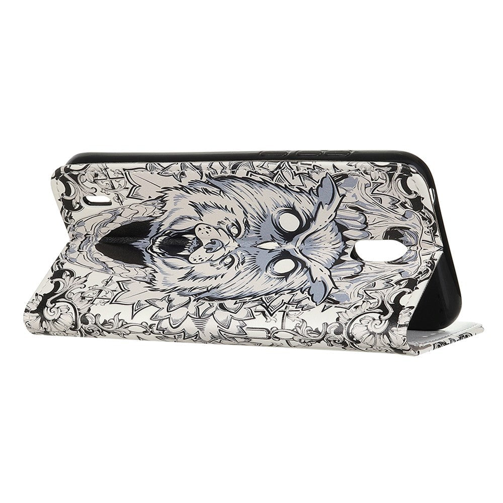 Nokia 1.3 skinndeksel m. Lommebok abstrakt ugle og ulv