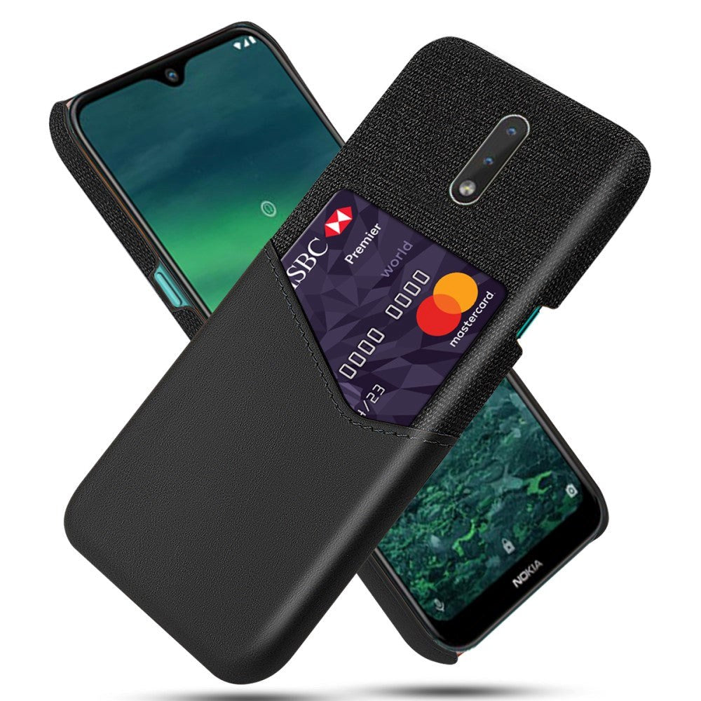 Nokia 2.3 Stoffdekket plastdeksel m. Skinnkortholder - svart