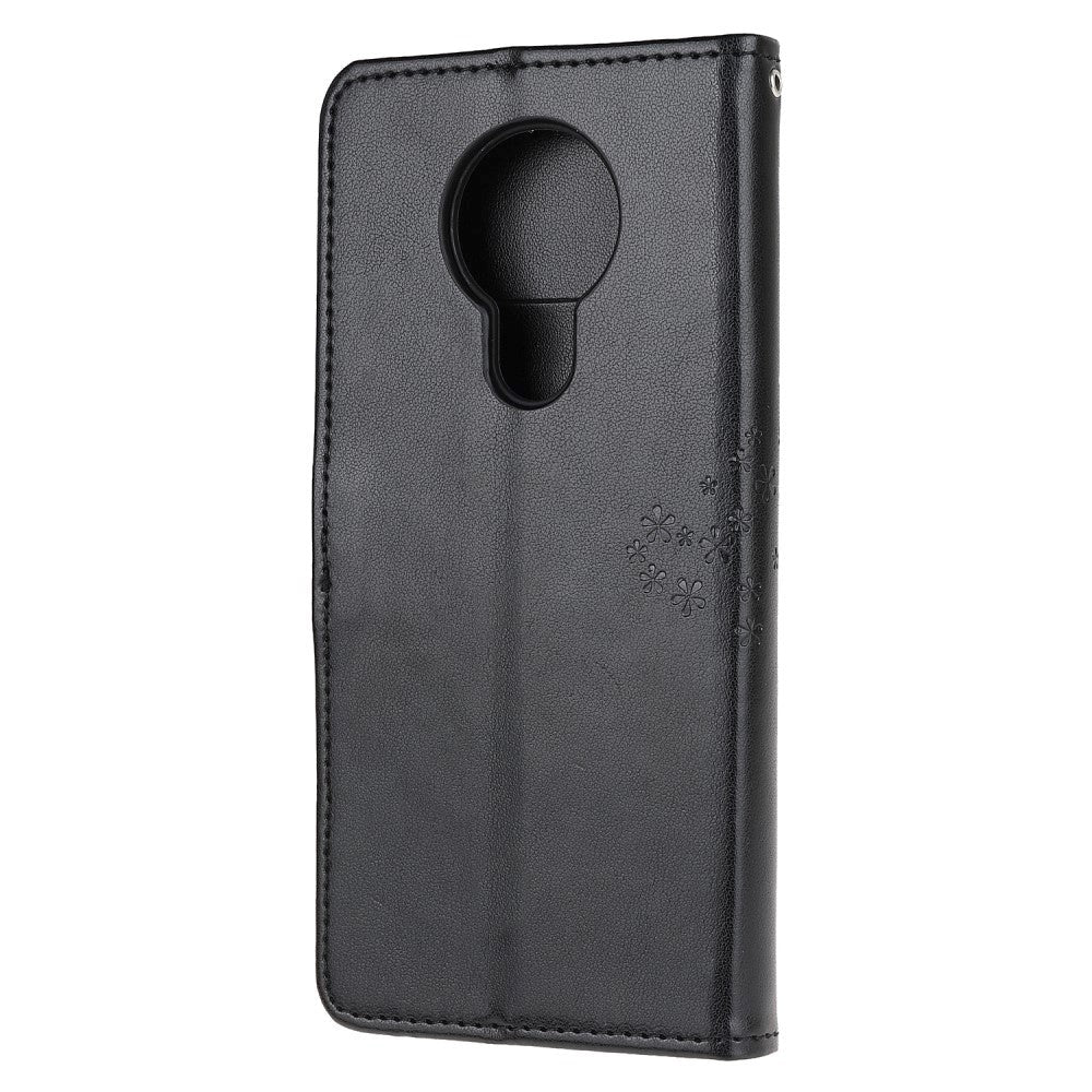 Nokia 5.3 Leather Flip Cover m. Lommebok - Ugler i Wood Black