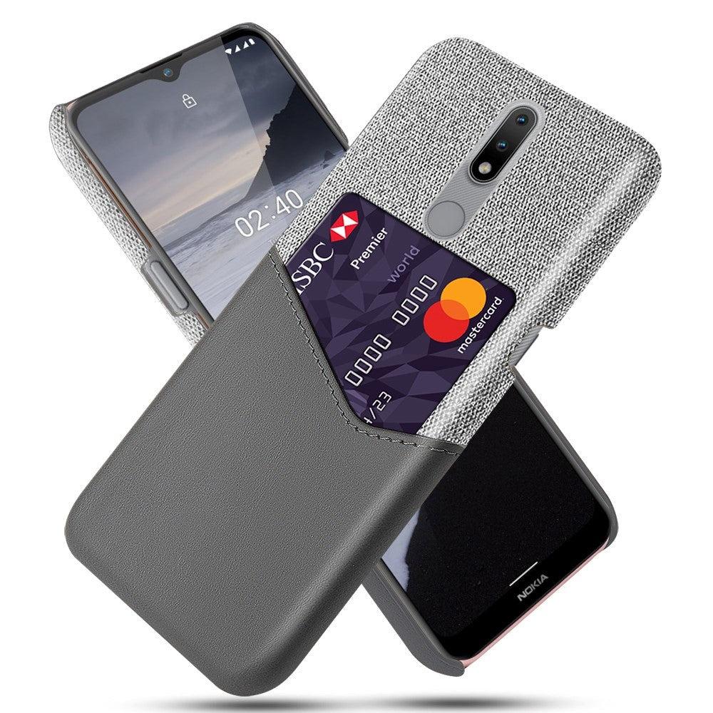 Nokia 2.4 stoffdekket plastdeksel m. Skinnkortholder - Grå