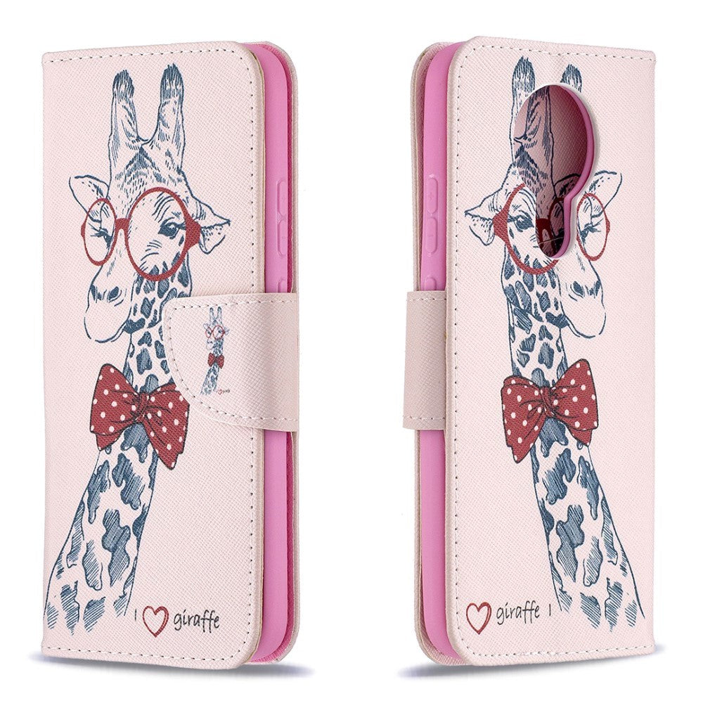 Nokia 3.4 skinndeksel m. Lommebok - Giraffe