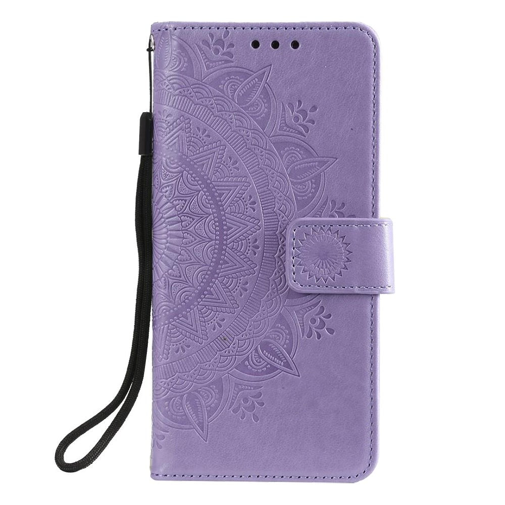 Nokia 2.4 Leather Flip Cover - Mandala mønster lilla