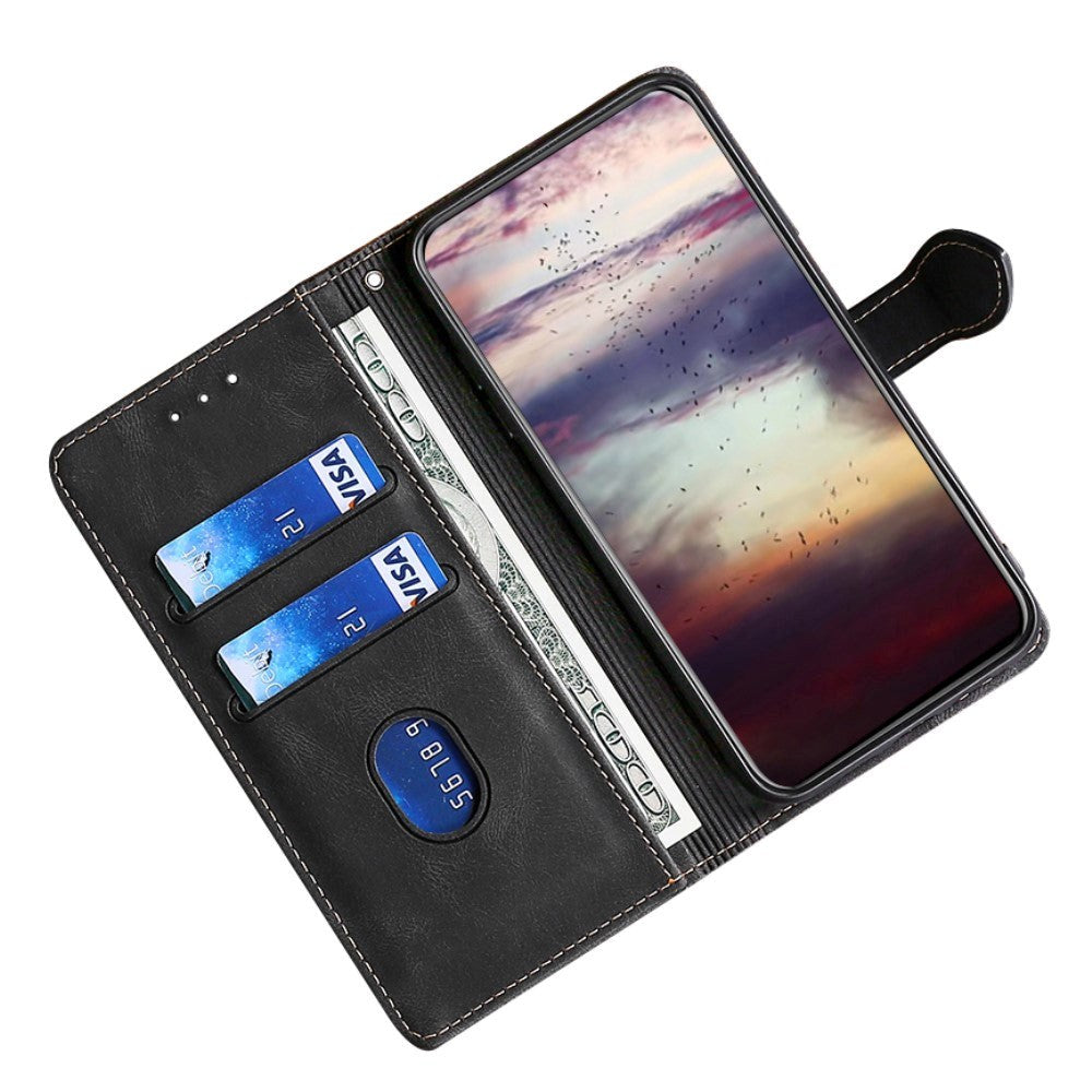 Nokia 1.4 Rustikk Tofarget Leather Flip Cover m. Lommebok - Svart / Grønn