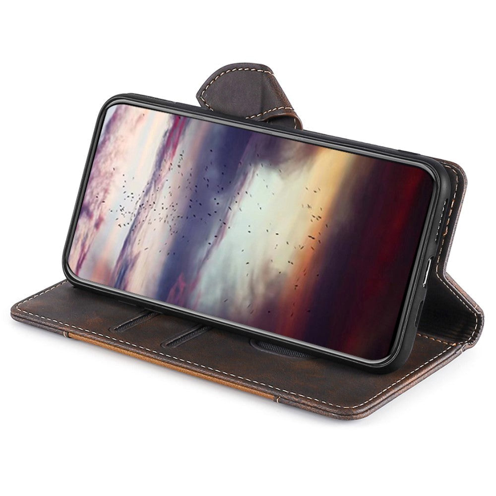 Nokia 1.4 Rustikk Tofarget Leather Flip Cover m. Lommebok - Mørkebrun / Brun