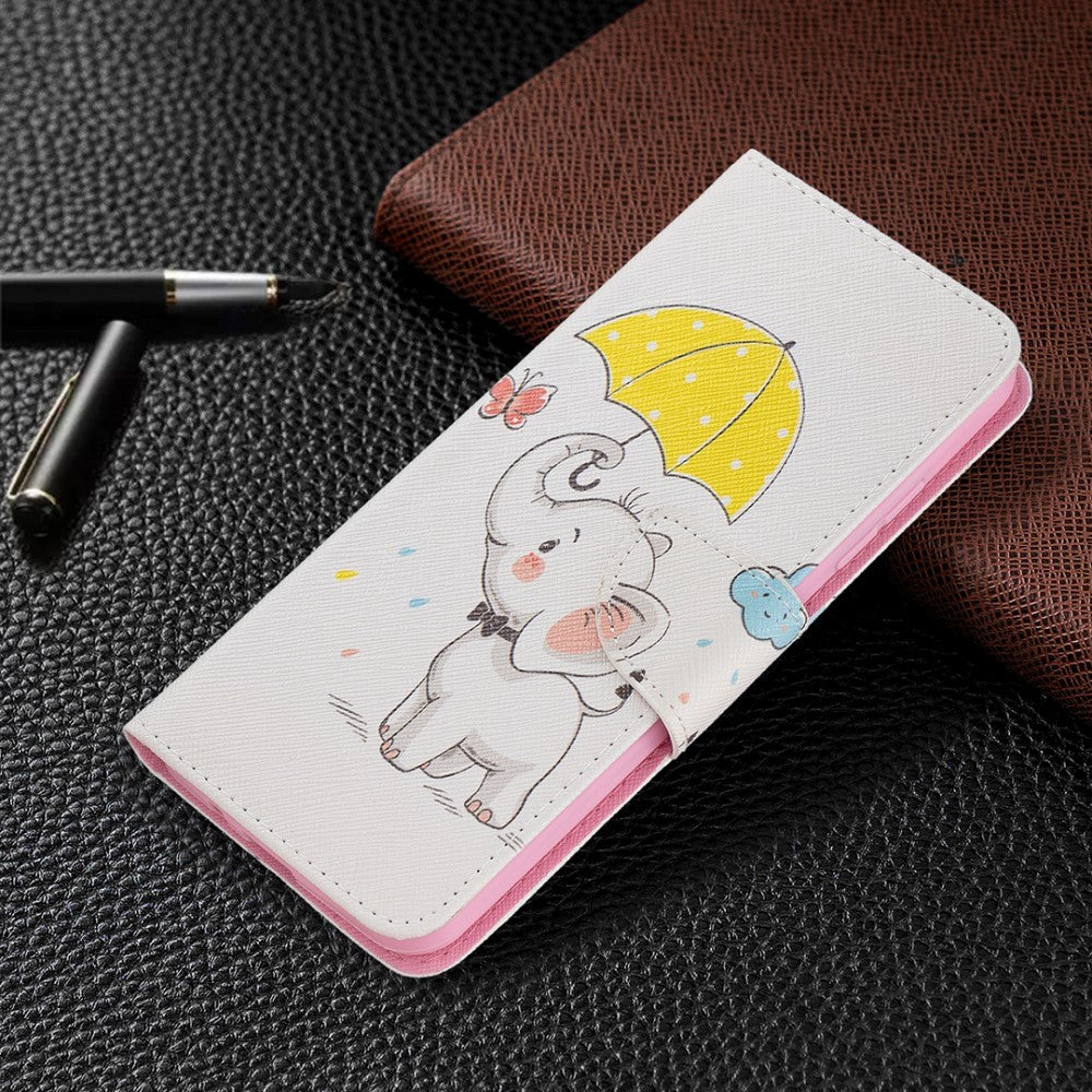 Nokia 1.4 Leather Flip Cover m. Lommebok - Elefant med paraply
