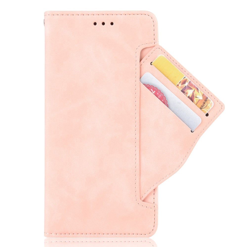 Nokia 1.4 Leather Flip Cover m. Stativ / kortholder & ekstra kortlomme - rosa