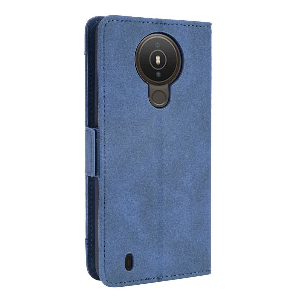 Nokia 1.4 Leather Flip Cover m. Stativ / kortholder & ekstra kortlomme - blå