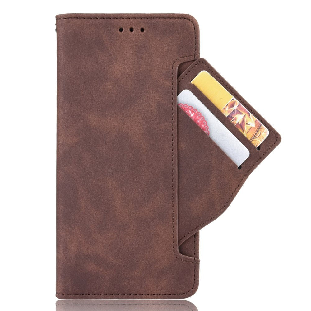 Nokia 1.4 Leather Flip Cover m. Stativ / kortholder & ekstra kortlomme - brun