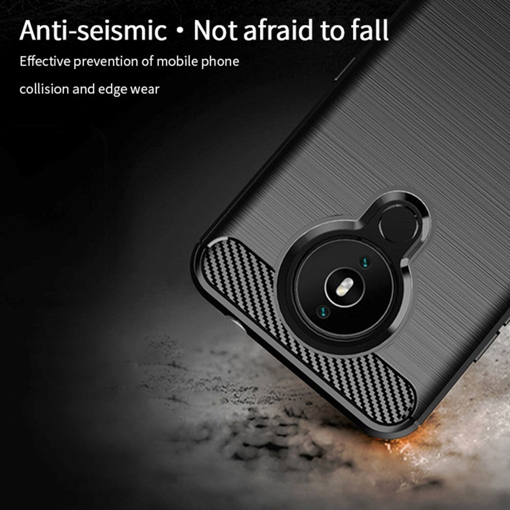 Nokia 1.4 MOFI Carbon Fiber Texture Fleksibelt plastdeksel - blå