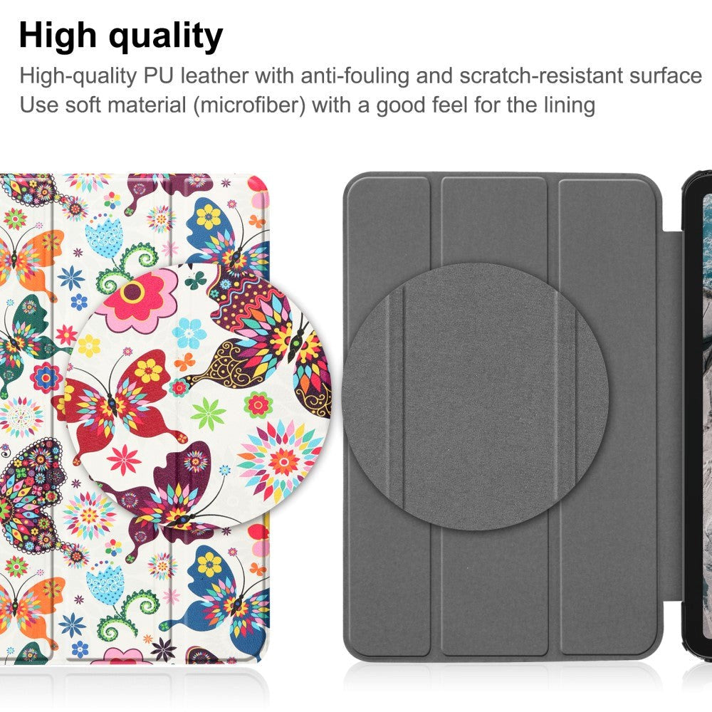 Nokia T20 Læder Flip Cover m. Folde & Standerfunktion - Sommerfugle