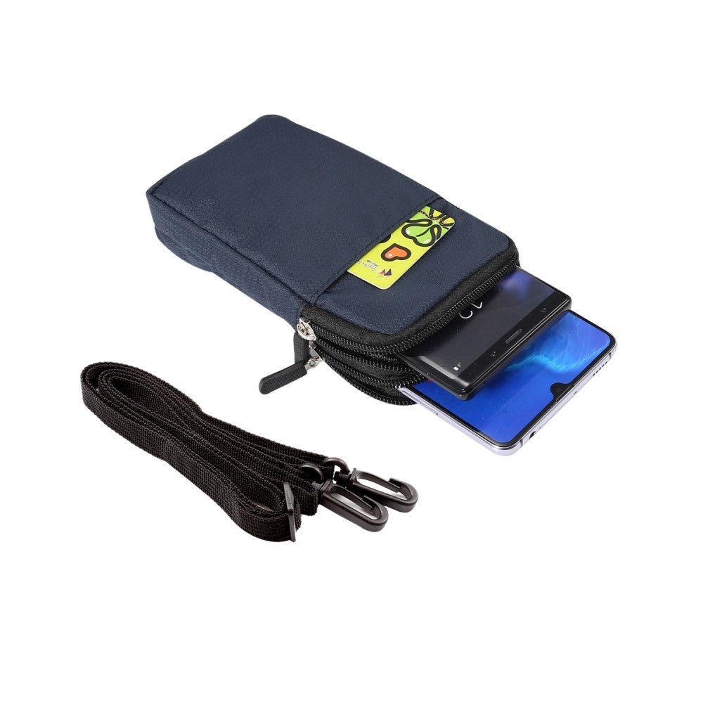 Belteveske for smarttelefoner etc. Karabinkrok & stropp - Mørkeblå