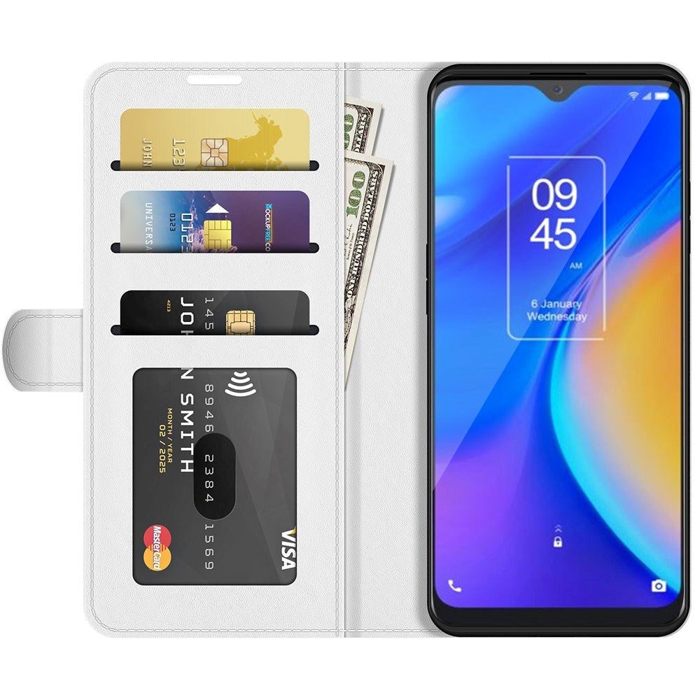 TCL 20 SE glanset skinndeksel m. Kortholder - Hvit