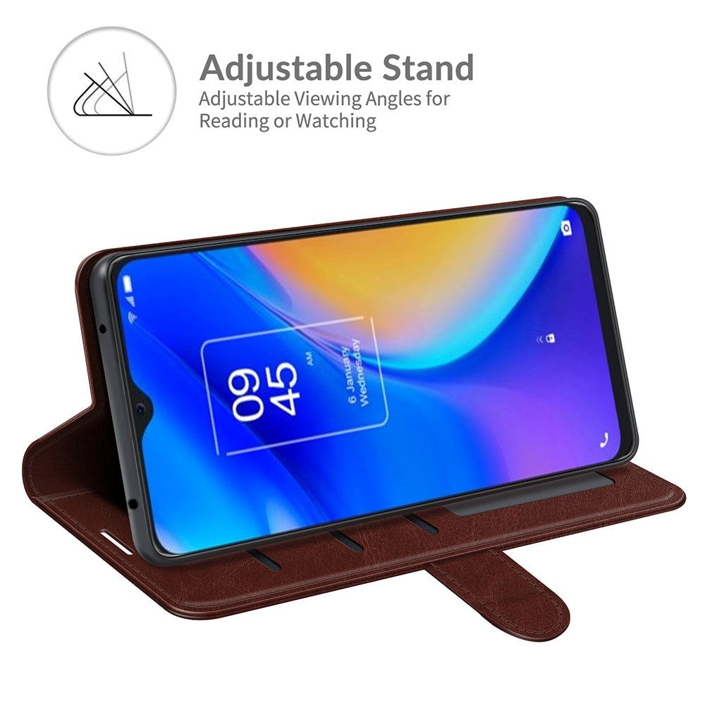 TCL 20 SE glanset skinndeksel m. Kortholder - Brun