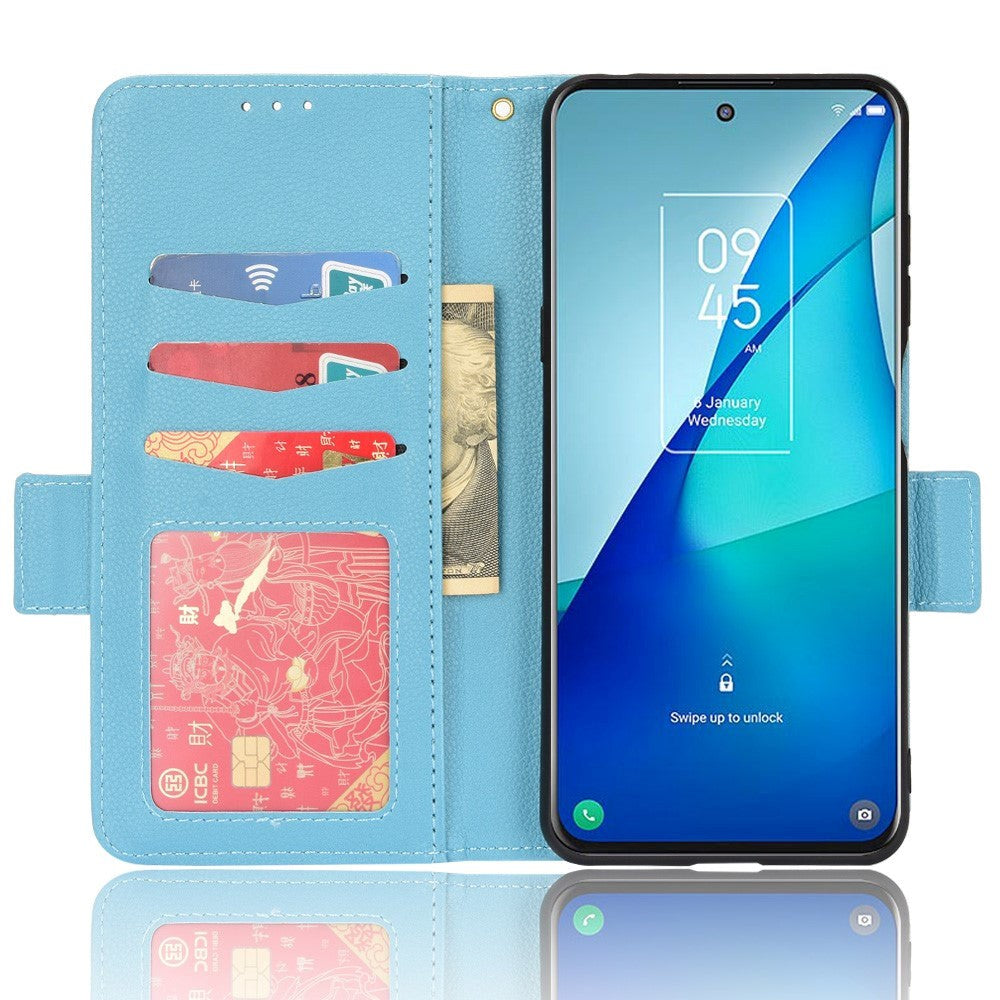 TCL 20L PU Litchi Leather Flip Cover m. Lommebok - Turkis