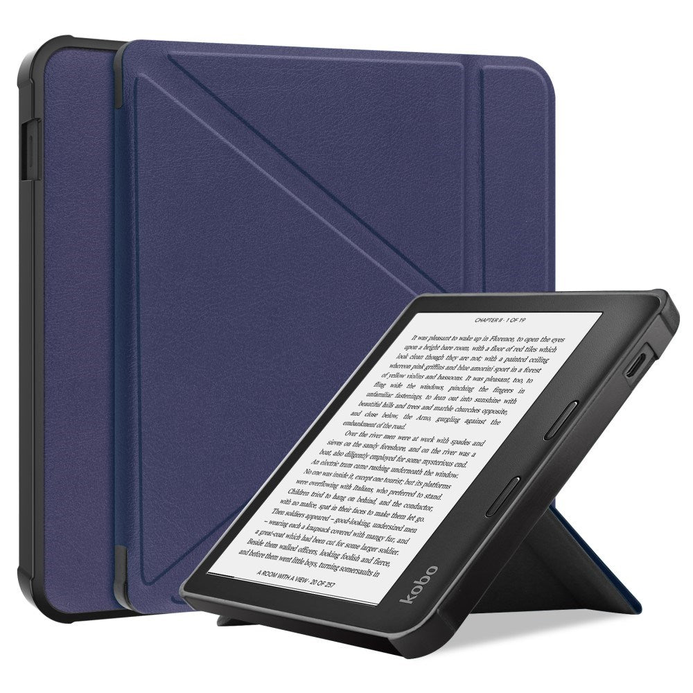 Kobo Libra 2 Origami Leathette Flip Cover - Blå