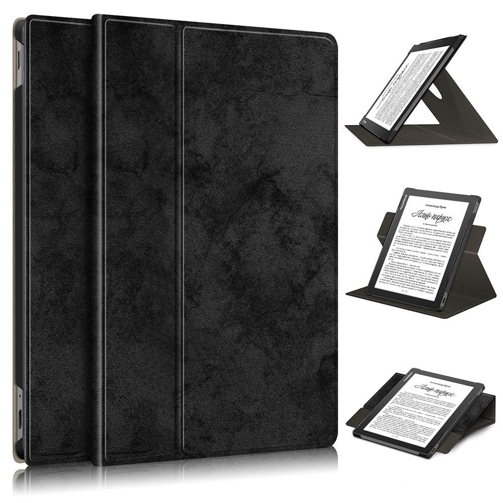 EIDERWOOD PocketBook InkPad Lite Leather Flip Cover m. 360 graders stativ og penneholder - svart