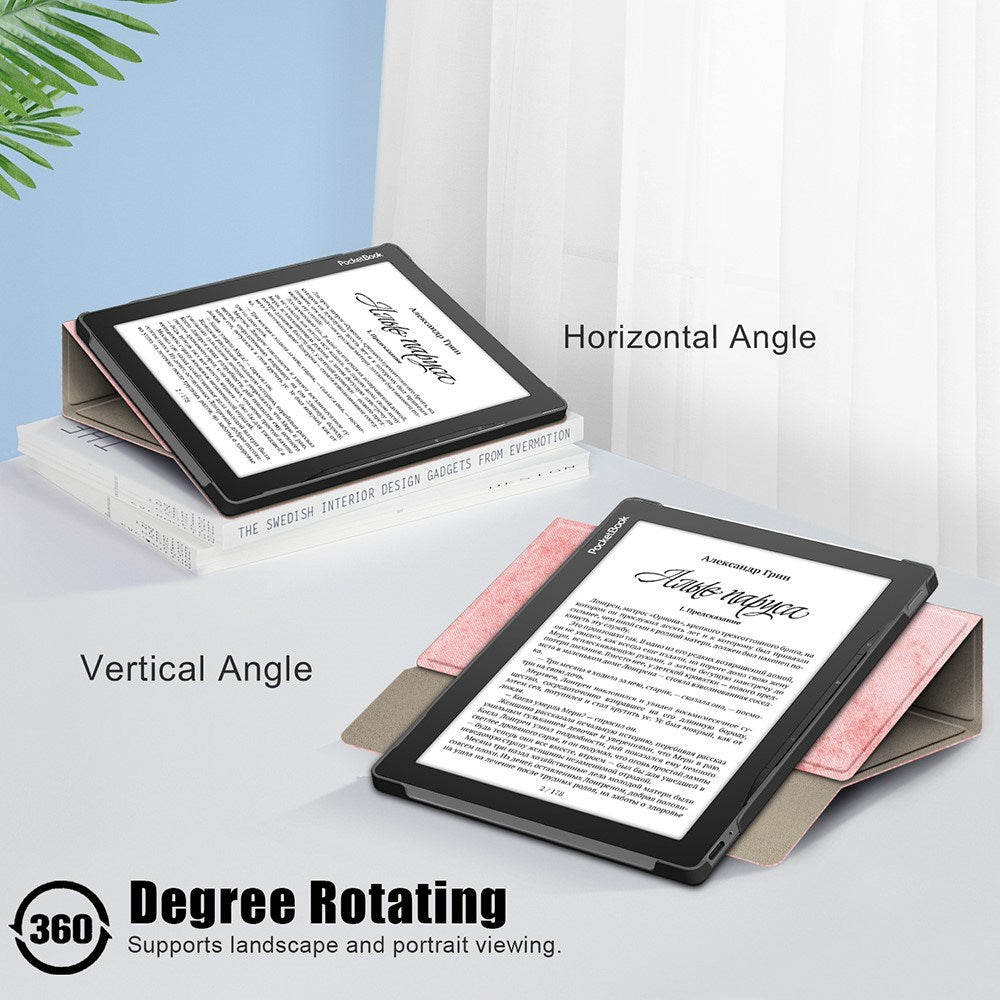 EIDERWOOD PocketBook InkPad Lite Leather Flip Cover m. 360 graders stativ og penneholder - rosa
