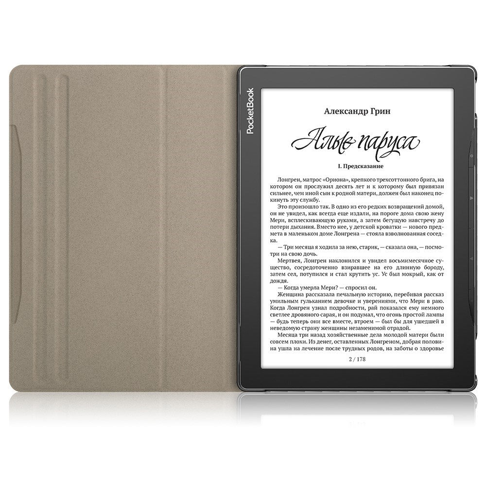 EIDERWOOD PocketBook InkPad Lite Leather Flip Cover m. 360 graders stativ og penneholder - grå