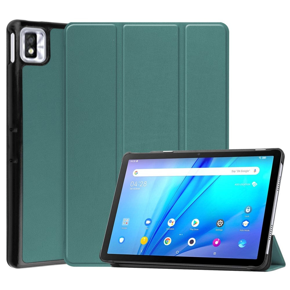 TCL Tab 10S Tri-Fold Leather Flip Cover - Grønn