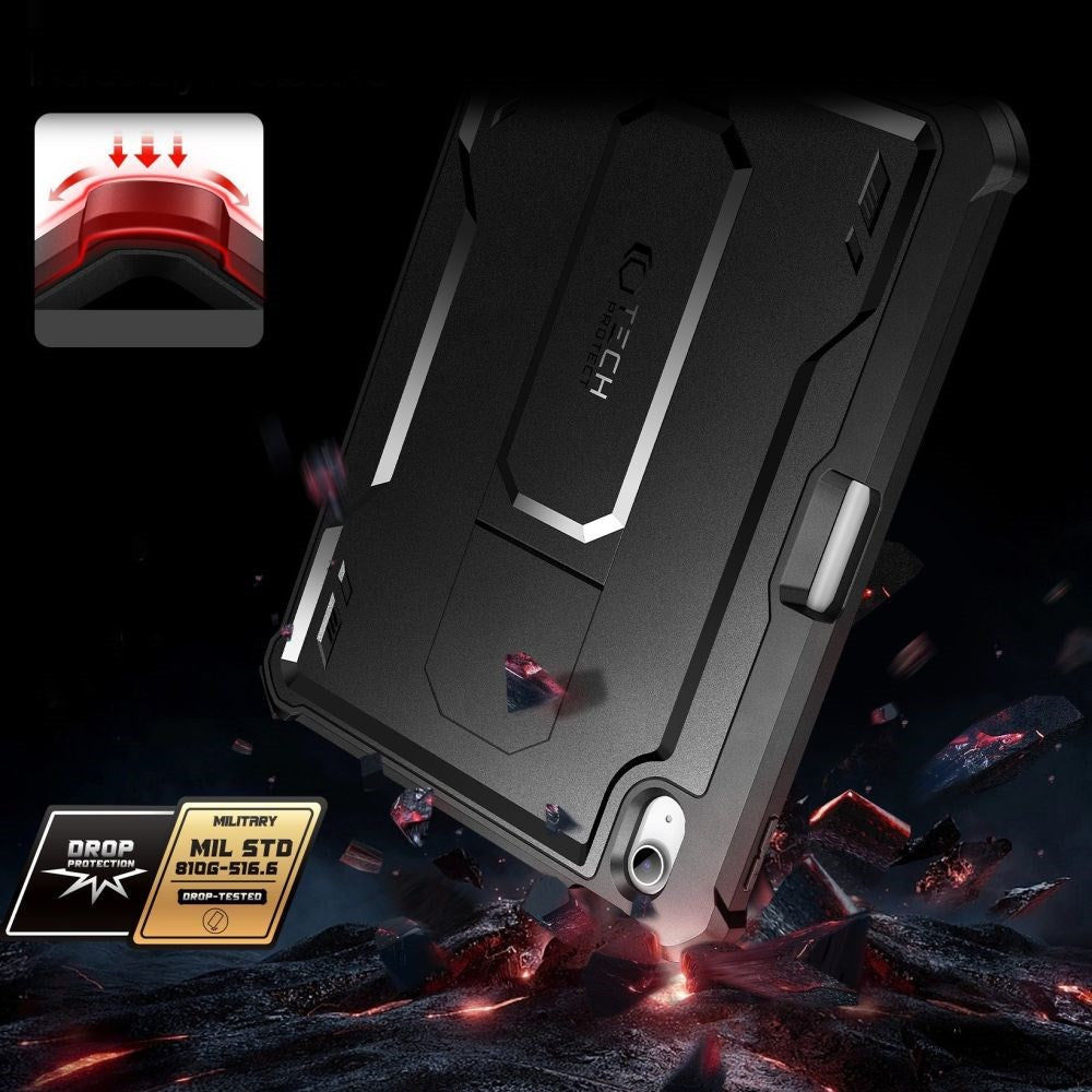 iPad 11 (2025) / iPad 10.9 (2022/2024) Tech-Protect Kevlar Pro 360 Cover m. Skærmbeskyttelse - Sort