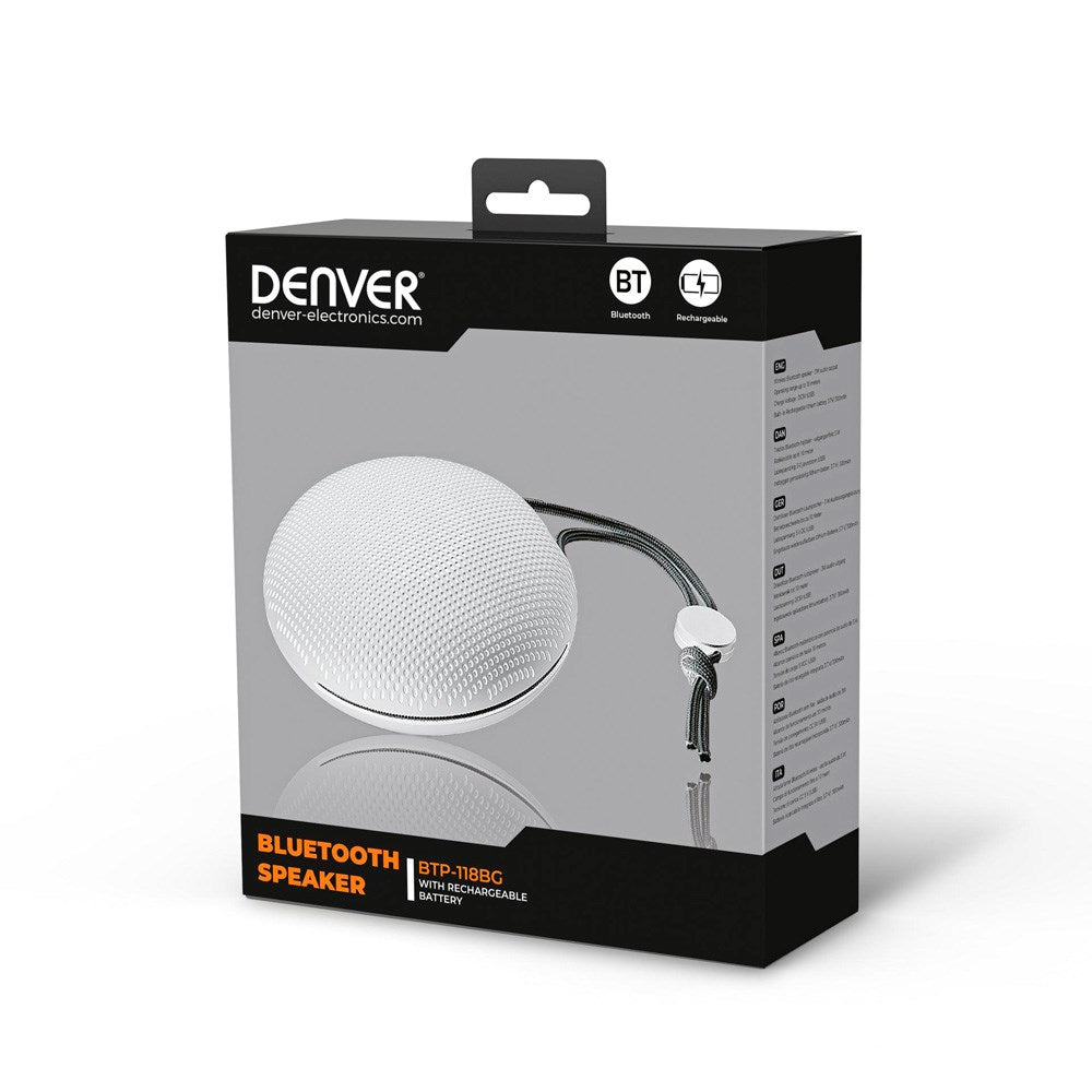 Denver Trådløs Bluetooth Højtaler inkl. Strop til Ophæng - Grå