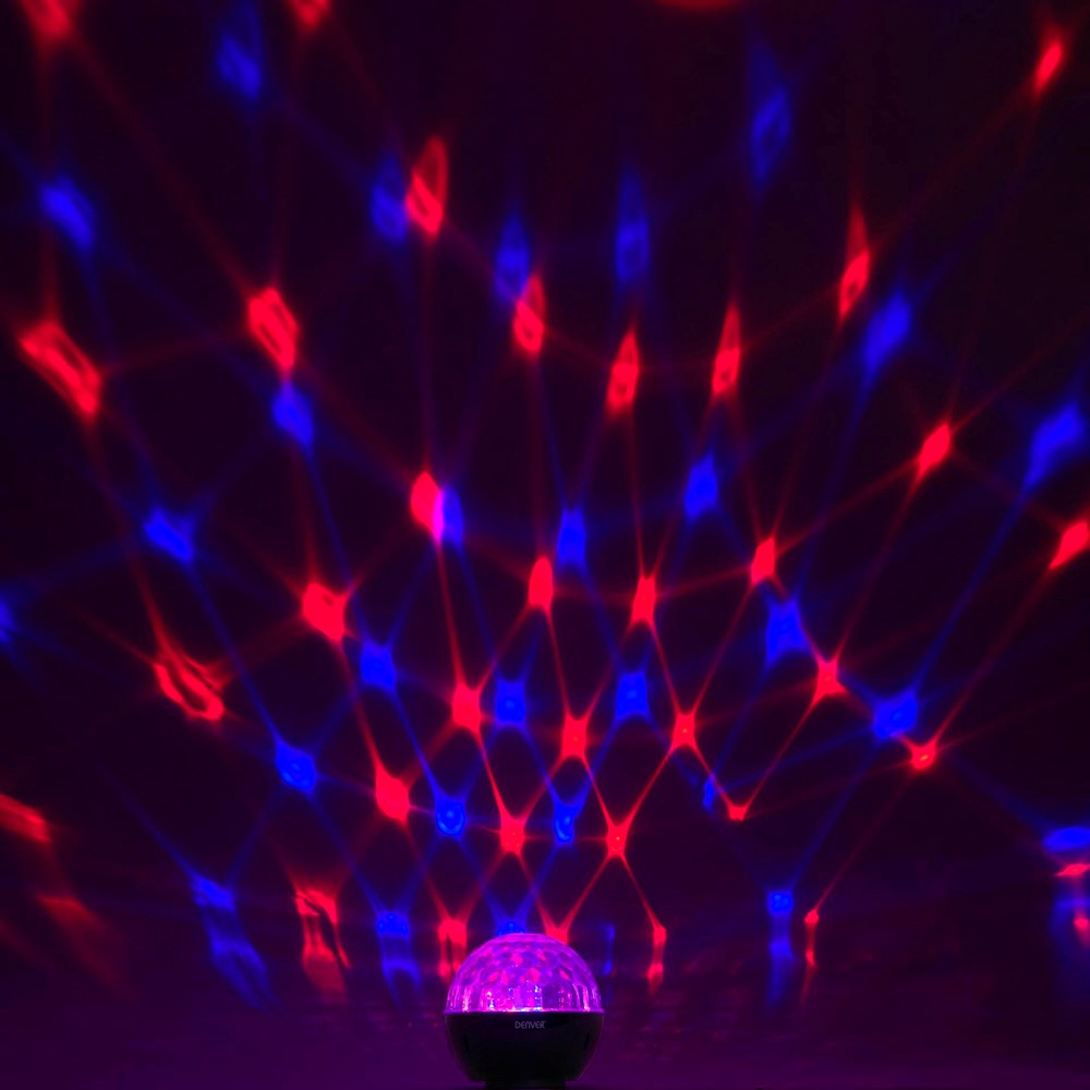 Denver Trådløs Bluetooth Højtaler m. Farverigt Diskokugle-Lys - Sort